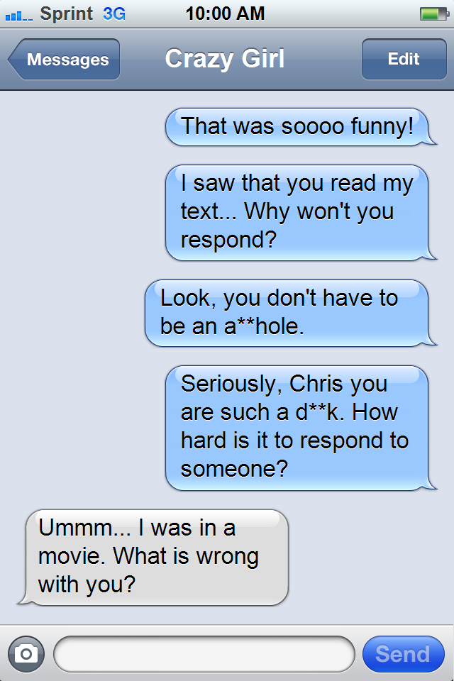 crazy girl texting