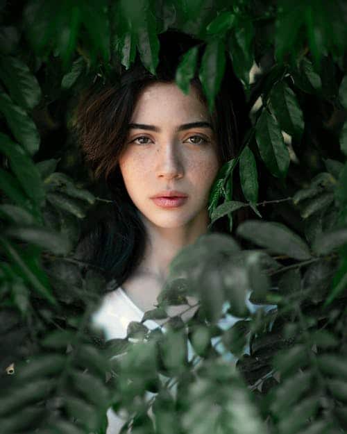 hiding woman